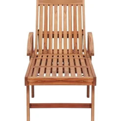 MAISON EXCLUSIVE - Chaise longue avec coussin à carreaux rouge bois de teck solide