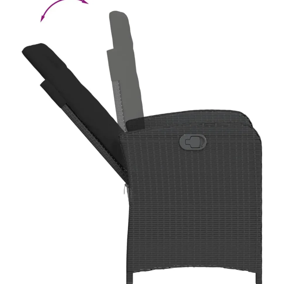 MAISON EXCLUSIVE - Chaise inclinable de jardin avec coussins noir résine tressée