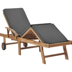 MAISON EXCLUSIVE - Chaises longues et coussins 2pcs bois de teck solide gris foncé