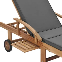 MAISON EXCLUSIVE - Chaises longues et coussins 2pcs bois de teck solide gris foncé