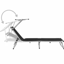 MAISON EXCLUSIVE - Chaises longues pliables et toit lot de 2 aluminium textilène