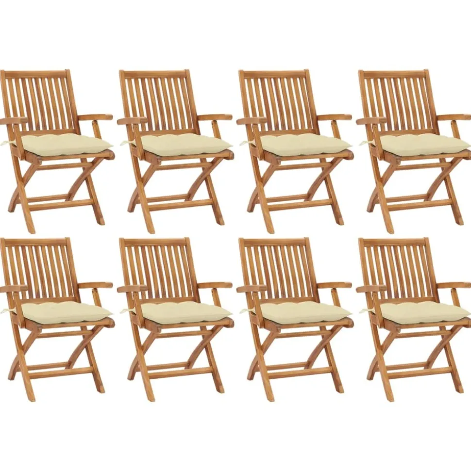 MAISON EXCLUSIVE - Chaises pliables de jardin avec coussins lot de 8 teck solide