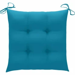 MAISON EXCLUSIVE - Chaises de jardin lot de 2 avec coussins bleu clair teck massif