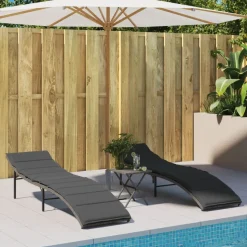 MAISON EXCLUSIVE - Chaises longues lot de 2 avec table gris résine tressée