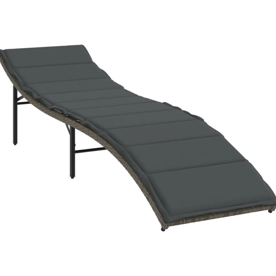 MAISON EXCLUSIVE - Chaises longues lot de 2 avec table gris résine tressée