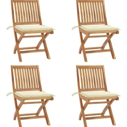 MAISON EXCLUSIVE - Chaises pliables de jardin avec coussins lot de 4 teck solide