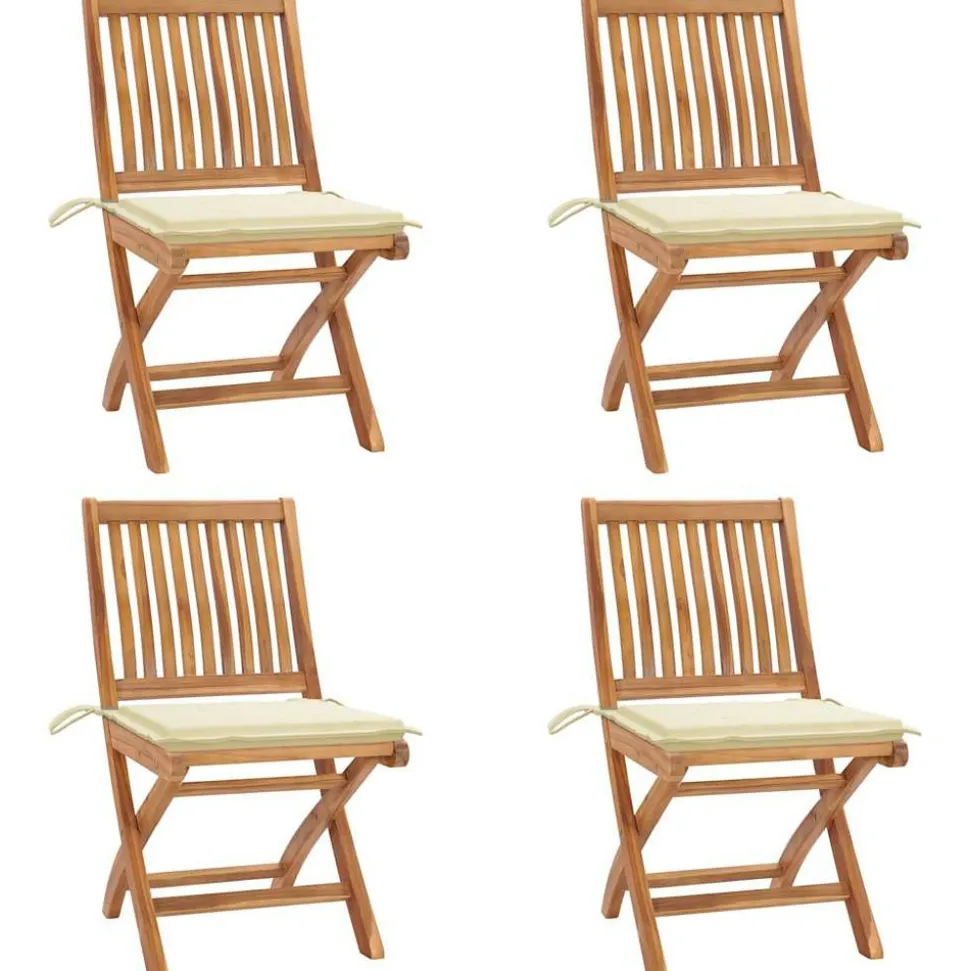 MAISON EXCLUSIVE - Chaises pliables de jardin avec coussins lot de 4 teck solide