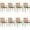 MAISON EXCLUSIVE - Chaises de jardin empilables avec coussins lot de 8 teck solide