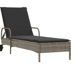 MAISON EXCLUSIVE - Chaises longues avec coussins lot de 2 gris résine tressée