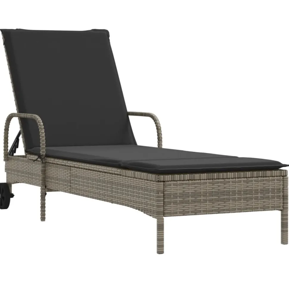 MAISON EXCLUSIVE - Chaises longues avec coussins lot de 2 gris résine tressée