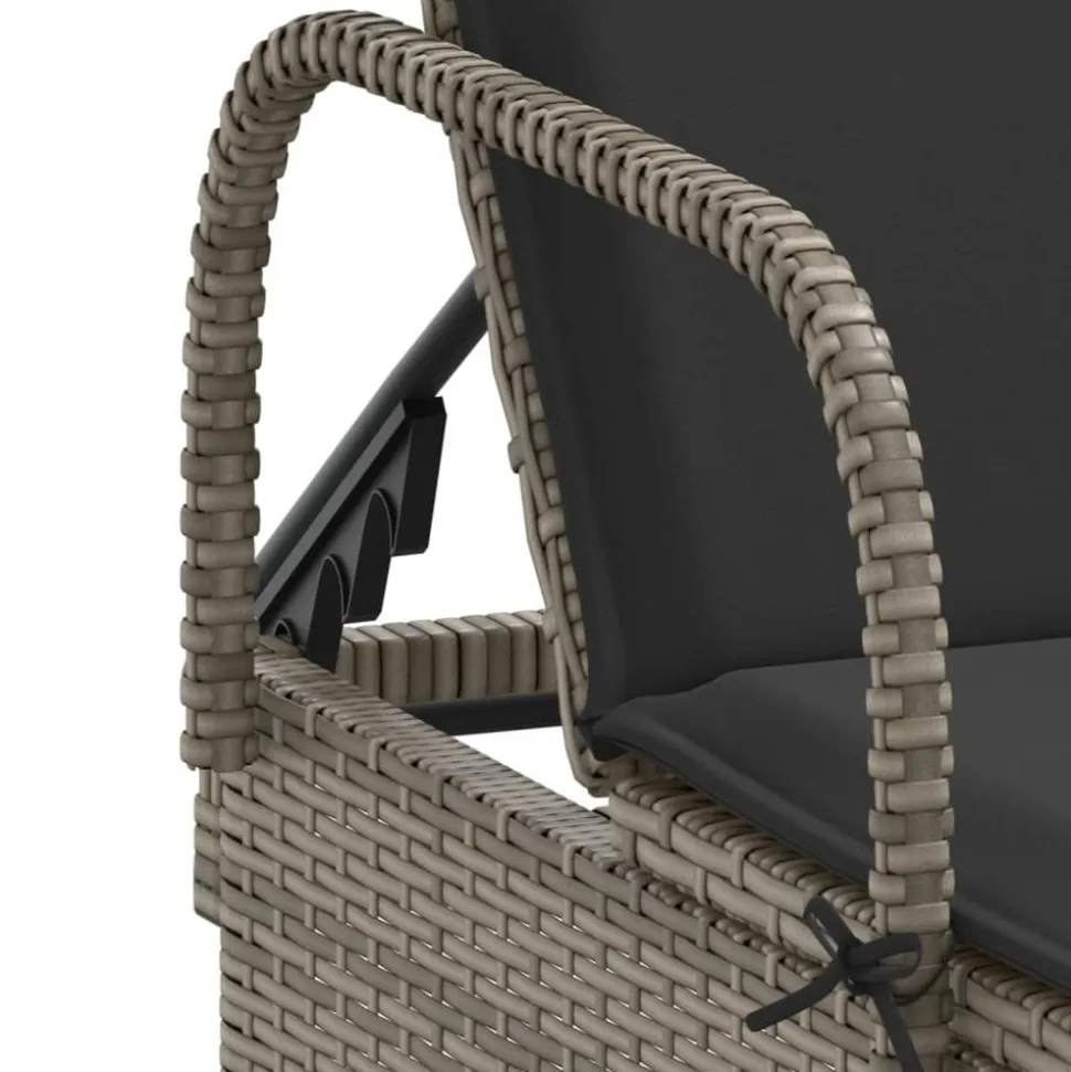 MAISON EXCLUSIVE - Chaises longues avec coussins lot de 2 gris résine tressée