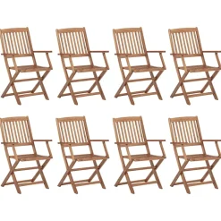 MAISON EXCLUSIVE - Chaises pliables d'extérieur et coussins lot de 8 bois d'acacia