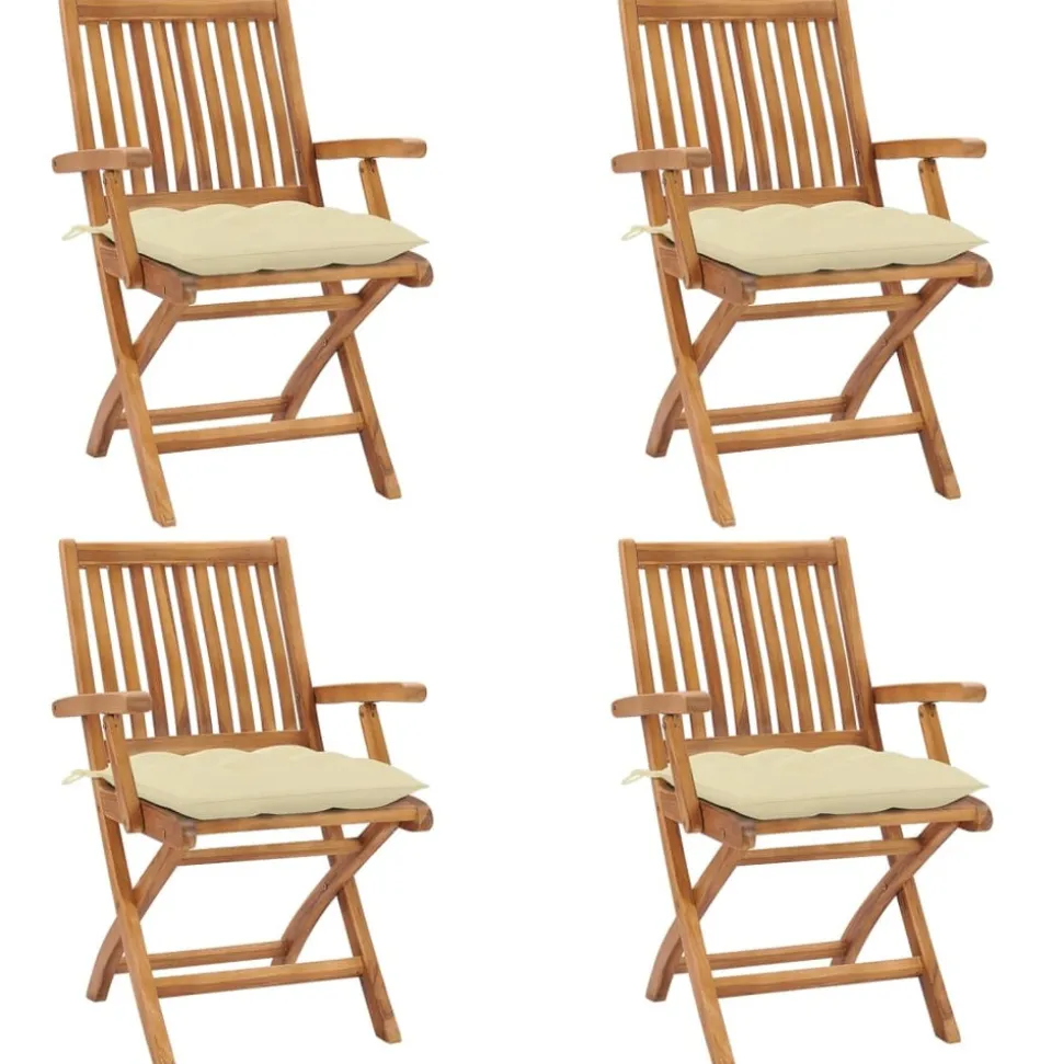 MAISON EXCLUSIVE - Chaises pliables de jardin avec coussins lot de 4 teck solide