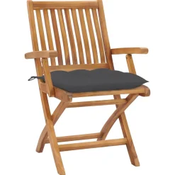 MAISON EXCLUSIVE - Chaises de jardin lot de 2 et coussins anthracite bois de teck