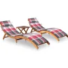 MAISON EXCLUSIVE - Chaises longues lot de 2 avec table et coussins acacia solide