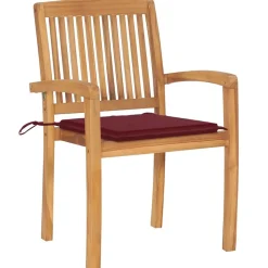 MAISON EXCLUSIVE - Chaises de jardin empilables avec coussins lot de 4 teck solide