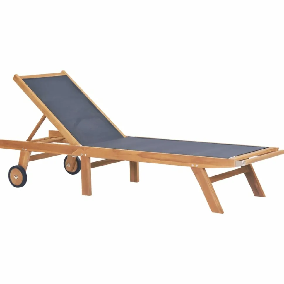 MAISON EXCLUSIVE - Chaises longues pliables et roulettes lot de 2 teck textilène