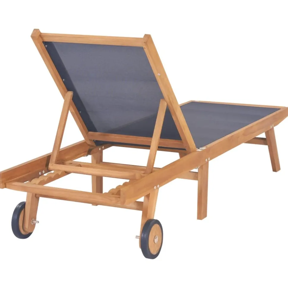 MAISON EXCLUSIVE - Chaises longues pliables et roulettes lot de 2 teck textilène