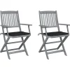 MAISON EXCLUSIVE - Chaises pliables d'extérieur lot de 2 et coussins bois d'acacia
