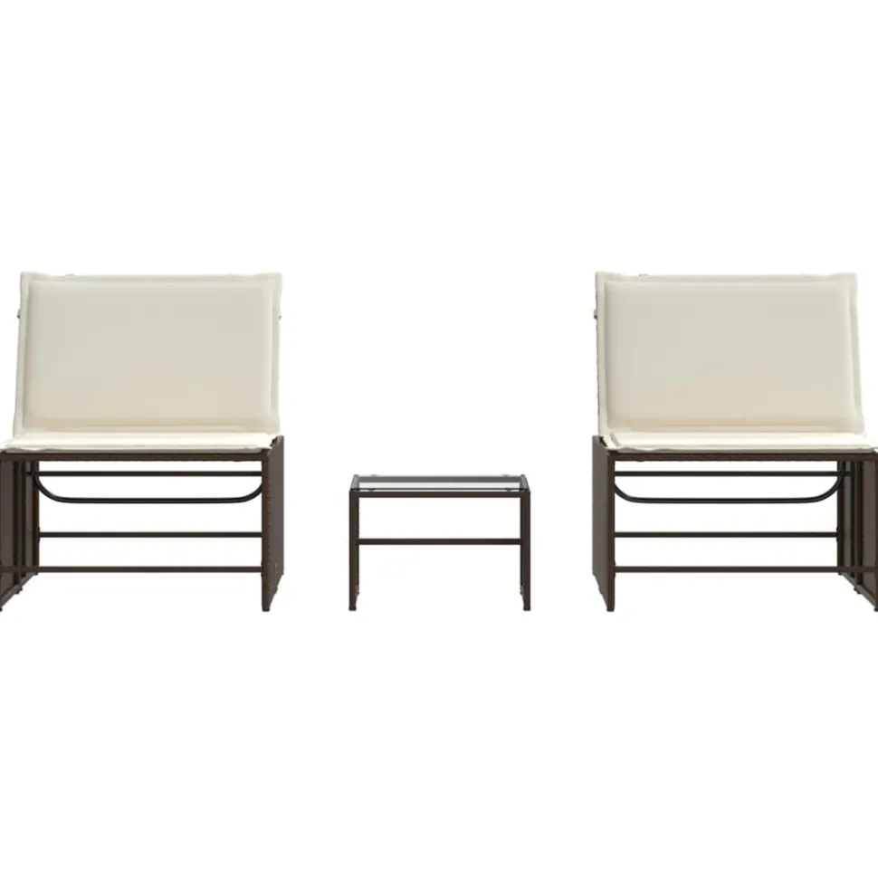 MAISON EXCLUSIVE - Chaises longues 2 pièces avec table en résine tressée marron