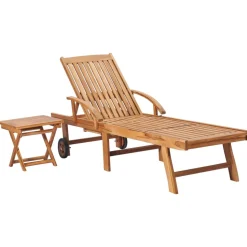 MAISON EXCLUSIVE - Chaises longues lot de 2 avec table bois de teck solide