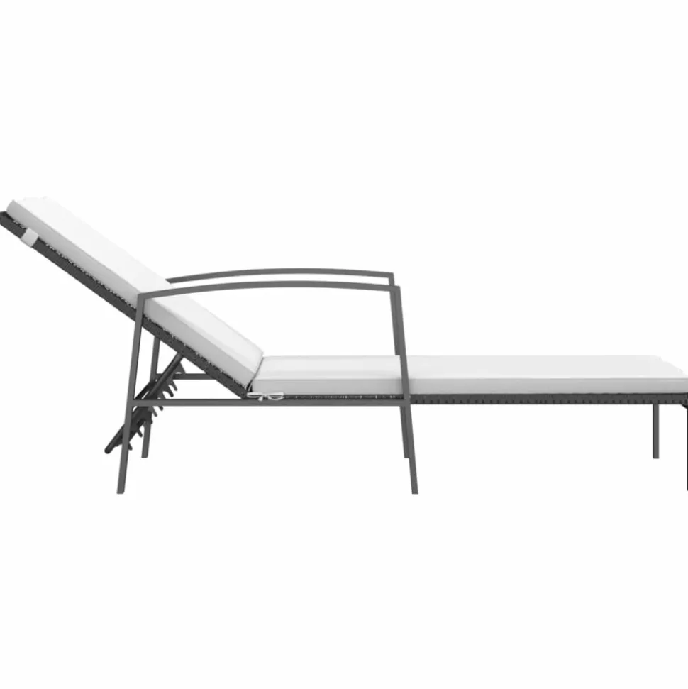 MAISON EXCLUSIVE - Chaises longues lot de 2 avec table résine tressée noir
