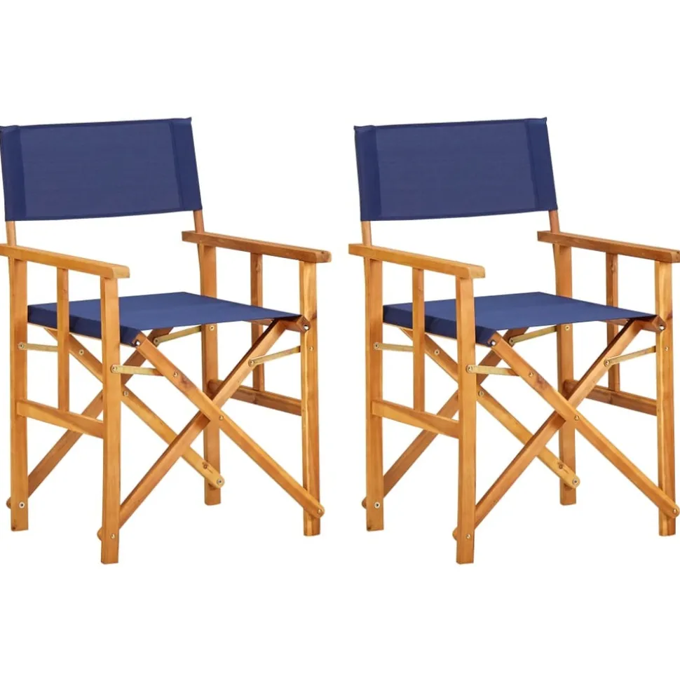 MAISON EXCLUSIVE - Chaises de metteur en scène lot de 2 bois massif d'acacia bleu