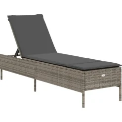 MAISON EXCLUSIVE - Chaises longues avec coussins lot de 2 gris résine tressée