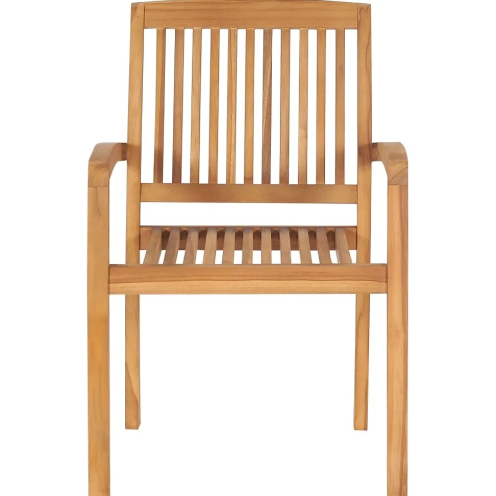 MAISON EXCLUSIVE - Chaises de jardin empilables avec coussins lot de 8 teck solide