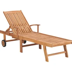 MAISON EXCLUSIVE - Chaises longues lot de 2 et coussin rouge bordeaux teck solide