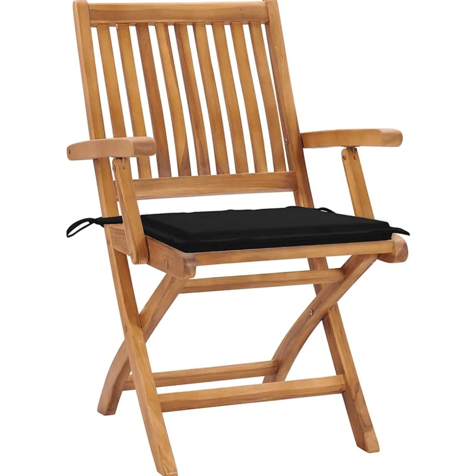 MAISON EXCLUSIVE - Chaises pliables de jardin avec coussins lot de 4 teck solide
