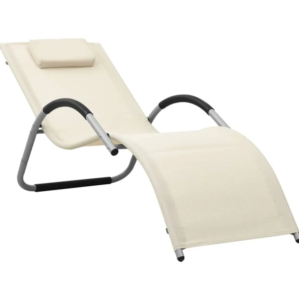 MAISON EXCLUSIVE - Chaises longues textilène lot de 2 crème et gris
