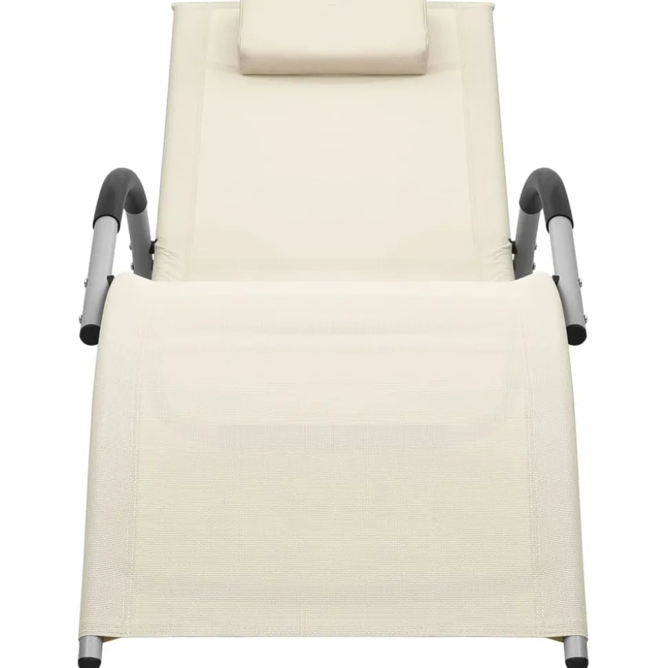 MAISON EXCLUSIVE - Chaises longues textilène lot de 2 crème et gris