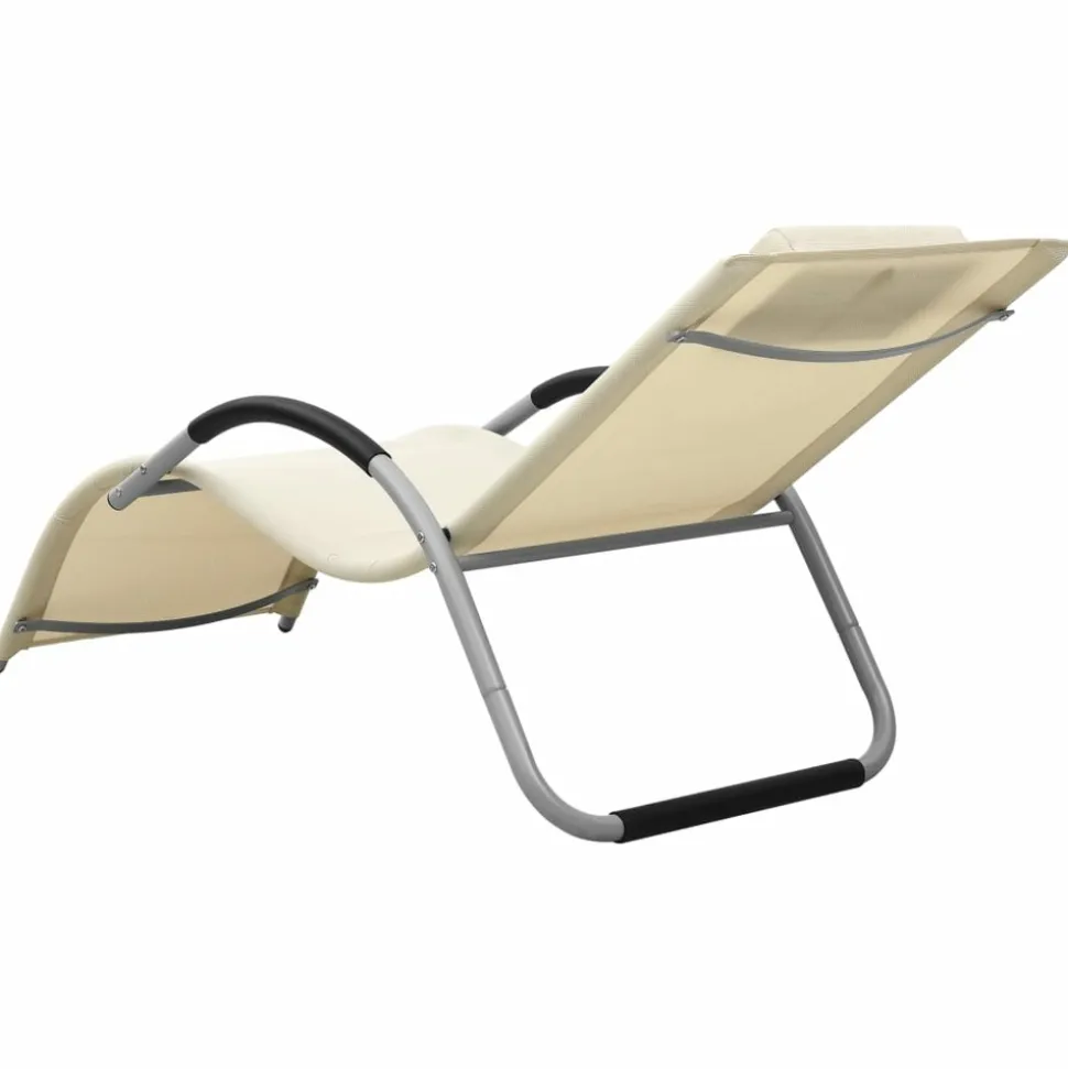 MAISON EXCLUSIVE - Chaises longues textilène lot de 2 crème et gris