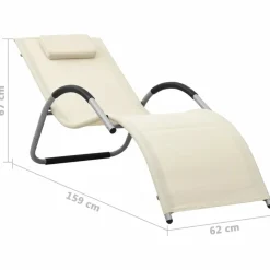 MAISON EXCLUSIVE - Chaises longues textilène lot de 2 crème et gris