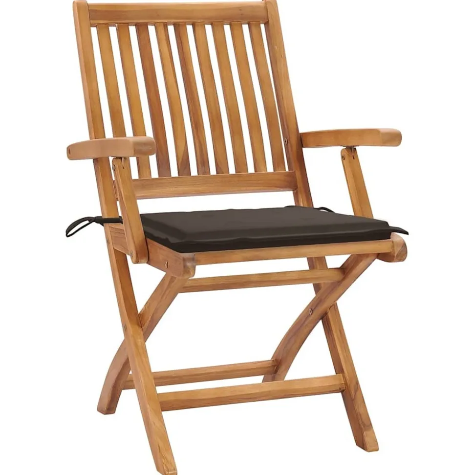 MAISON EXCLUSIVE - Chaises pliables de jardin avec coussins lot de 8 teck solide