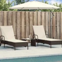 MAISON EXCLUSIVE - Chaises longues avec coussins lot de 2 marron résine tressée