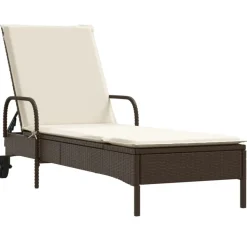MAISON EXCLUSIVE - Chaises longues avec coussins lot de 2 marron résine tressée