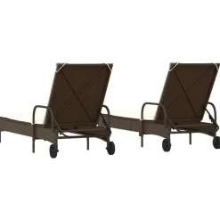 MAISON EXCLUSIVE - Chaises longues avec coussins lot de 2 marron résine tressée