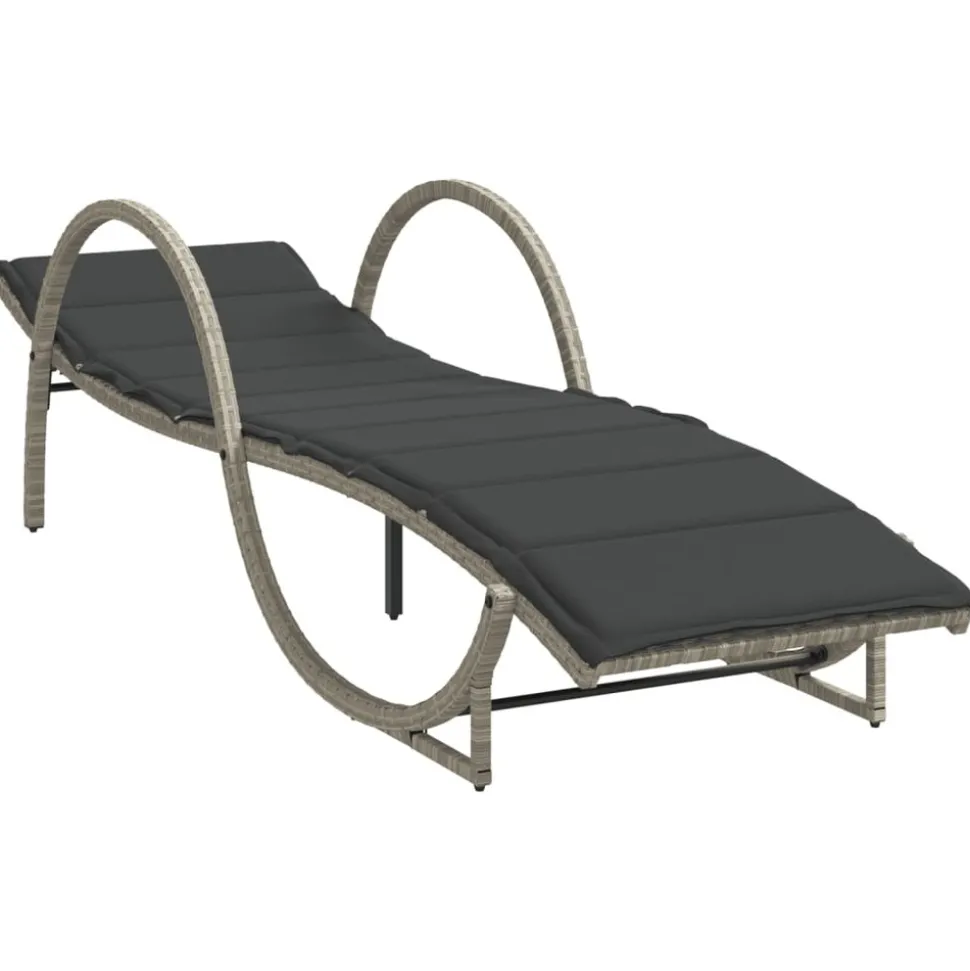 MAISON EXCLUSIVE - Chaises longues lot de 2 avec table gris clair résine tressée