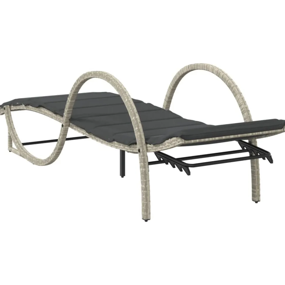 MAISON EXCLUSIVE - Chaises longues lot de 2 avec table gris clair résine tressée