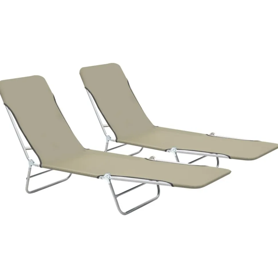 MAISON EXCLUSIVE - Chaises longues pliables lot de 2 acier et tissu taupe