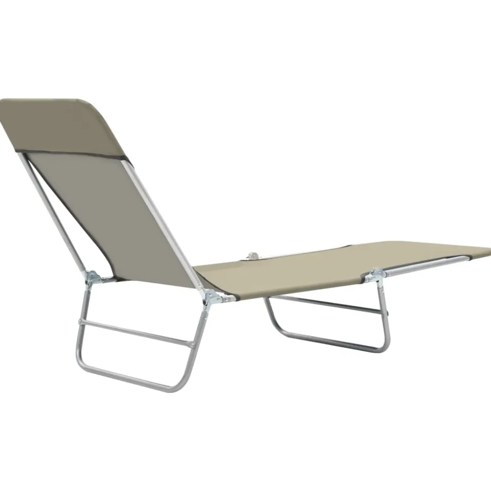 MAISON EXCLUSIVE - Chaises longues pliables lot de 2 acier et tissu taupe