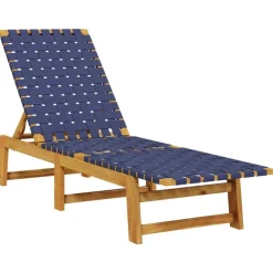 MAISON EXCLUSIVE - Chaises longues bleu foncé bois d'acacia solide et tissu