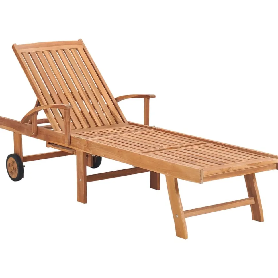 MAISON EXCLUSIVE - Chaises longues lot de 2 avec table et coussin bois teck solide