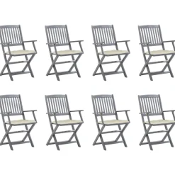 MAISON EXCLUSIVE - Chaises pliables d'extérieur lot de 8 et coussins bois d'acacia