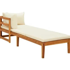 MAISON EXCLUSIVE - Chaises longues et coussins blanc crème lot de 2 bois d'acacia