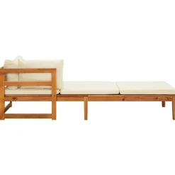 MAISON EXCLUSIVE - Chaises longues et coussins blanc crème lot de 2 bois d'acacia