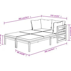 MAISON EXCLUSIVE - Chaises longues et coussins blanc crème lot de 2 bois d'acacia
