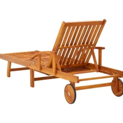 MAISON EXCLUSIVE - Chaises longues lot de 2 avec table et coussins acacia solide